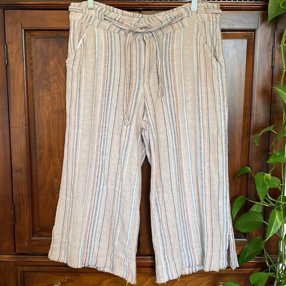 Democracy palazzo cropped pants linen rayon blend desert colours beachy - Picture 2 of 16